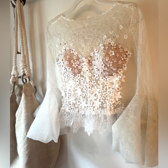 Gemy Maalouf brand new bridal top intricate detail work and gemstone - Picture 3 of 16